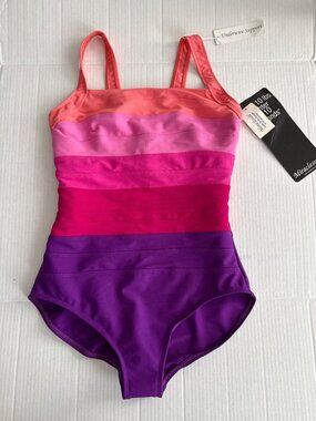 Miraclesuit Spectra Banded One-piece Slimming Swimsuit multi-color Ombre Sz 14 N